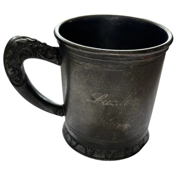 ROYAL MFG. CO. Triple Plate Flower Engraved “Lucile”Baptism Christening Cup - Picture 2 of 8